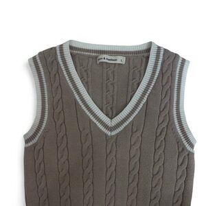 Gray Cable Knit Sweater Vest